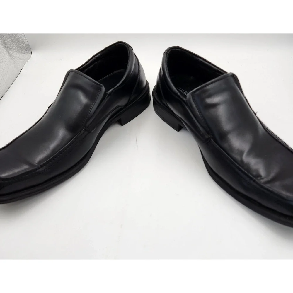 G.H. Bass & Co. Alberta Men 11.5 D Shoes Black Leather Square Toe Slip On Loafer